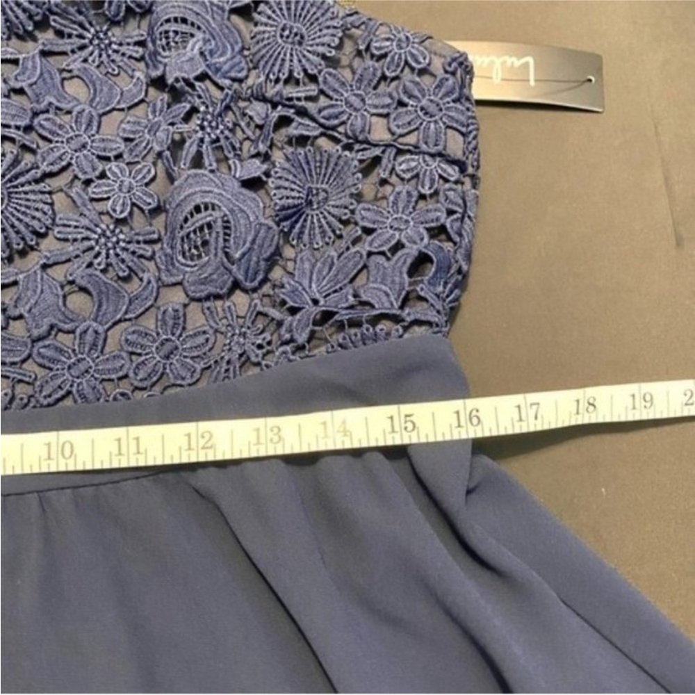 Lulus Navy Floral Crochet High Neck Sleeveless A-line Wedding Party Dress XL - Picture 8 of 8